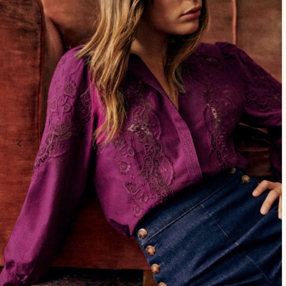 Sézane Honey Shirt – Size 38 – Purple